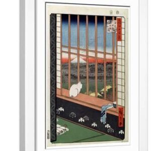 A Cat Sitting on the Window Seat, 19th Century - White Framed Art Print Wall Art, 12x18