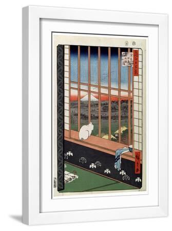 A Cat Sitting on the Window Seat, 19th Century - White Framed Art Print Wall Art, 12x18