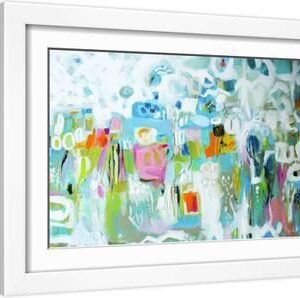 Abstract Blue - White Framed Art Print Wall Art, 18x12