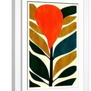Abstract Flower No.3 - White Framed Art Print Wall Art, 12x18