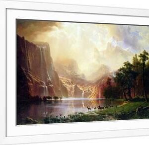Albert Bierstadt Between the Sierra Nevada Mountains - White Framed Art Print Wall Art, 36x24