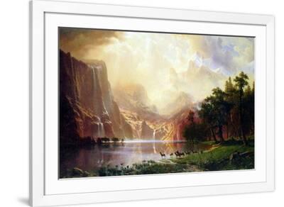 Albert Bierstadt Between the Sierra Nevada Mountains - White Framed Art Print Wall Art, 36x24