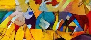 Alternative Reproductions of Famous Paintings by Picasso. Applied Abstract Style of Kandinsky. Desi - Premium Giclee Print, 36x12