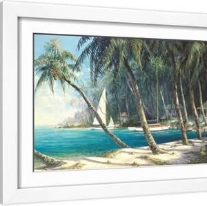Bali Cove - White Framed Art Print Wall Art, 18x12