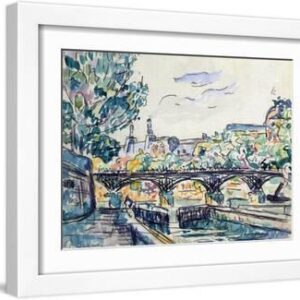 Bank of the Seine Near the Pont Des Arts with a View of the Louvre, Early 20th Century - White Framed Art Print Wall Art, 16x12