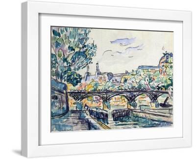 Bank of the Seine Near the Pont Des Arts with a View of the Louvre, Early 20th Century - White Framed Art Print Wall Art, 16x12
