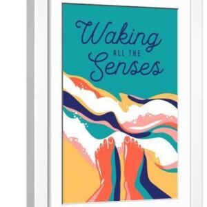 Beach Bliss Collection - Feet in Water, Waking All The Senses - White Framed Art Print Wall Art, 12x18