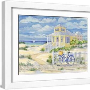 Beach Cruiser Cottage II - White Framed Art Print Wall Art, 16x12