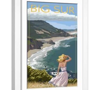 Big Sur, California Coast Scene - White Framed Art Print Wall Art, 12x18