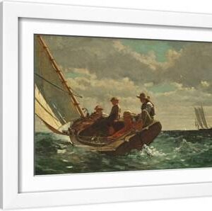 Breezing Up (A Fair Wind) 1873-76 - White Framed Art Print Wall Art, 18x12