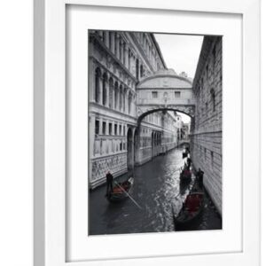 Bridge of Sighs, Doge's Palace, Venice, Italy - White Framed Art Print Wall Art, 9x12