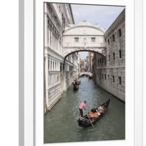 Bridge of Sighs, Venice, UNESCO World Heritage Site, Veneto, Italy, Europe - White Framed Art Print Wall Art, 12x18