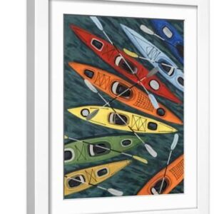 Colorful Kayaks II - White Framed Art Print Wall Art, 12x16