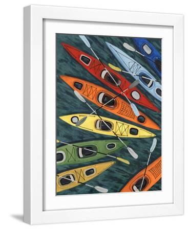 Colorful Kayaks II - White Framed Art Print Wall Art, 12x16