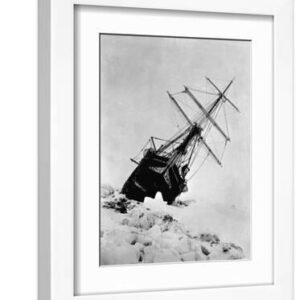 Ernest Shackleton's Expedition Ship Endurance Trapped in Ice - White Framed Art Print Wall Art, 9x12