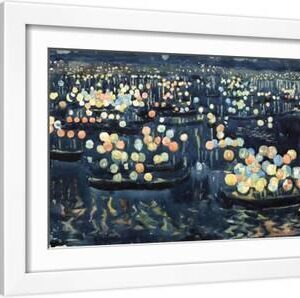Festa Del Redentore (Festival of Light, Venice) - White Framed Art Print Wall Art, 18x12