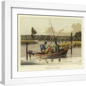 Fishing in a Punt - White Framed Art Print Wall Art, 16x12