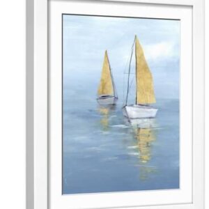 Golden Sail II - White Framed Art Print Wall Art, 12x16