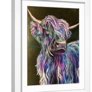 Highland Cow - White Framed Art Print Wall Art, 12x16