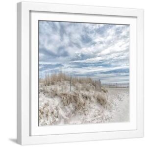 Lighthouse Beach - White Framed Art Print Wall Art, 16x16