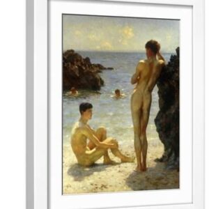 Lovers of the Sun - White Framed Art Print Wall Art, 12x16