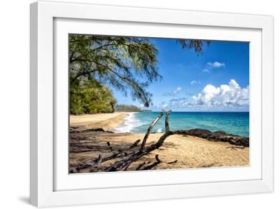 Lumahai Beach - White Framed Art Print Wall Art, 18x12