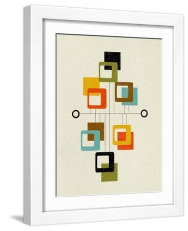 Mid Century Floating Square Shapes - White Framed Art Print Wall Art, 12x16