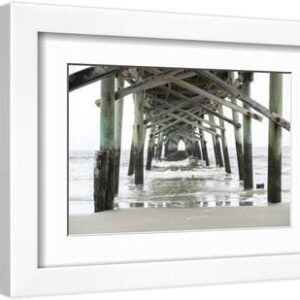 North Carolina, Wilmington, Oceanic Pier - White Framed Art Print Wall Art, 12x8