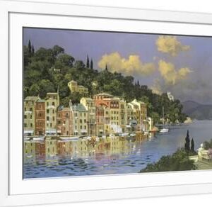 Portofino Sunlight - White Framed Art Print Wall Art, 36x24