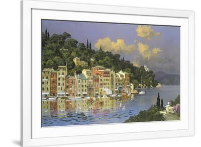 Portofino Sunlight - White Framed Art Print Wall Art, 36x24