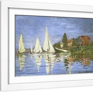 Regates a Argenteuil - White Framed Art Print Wall Art, 18x12