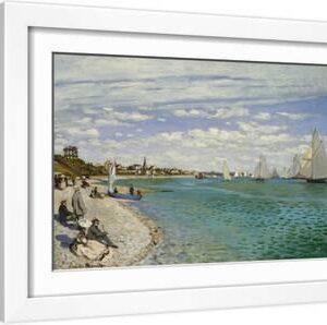 Regatta at Sainte- Adresse - White Framed Art Print Wall Art, 18x12