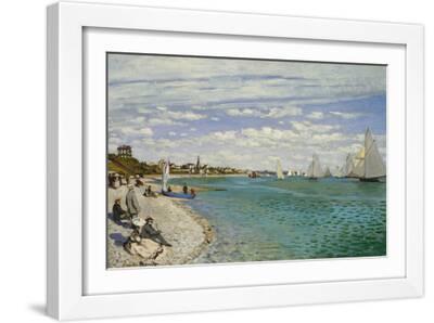 Regatta at Sainte- Adresse - White Framed Art Print Wall Art, 18x12