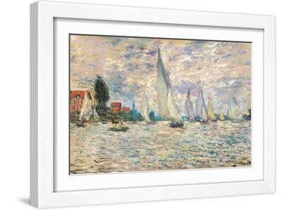 Regattas at Argenteuil - White Framed Art Print Wall Art, 18x12