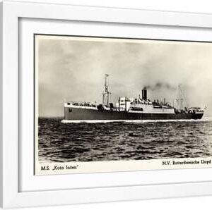 Rotterdamsche Lloyd, Krl, M.S. Kota Inten, Dampfer - White Framed Art Print Wall Art, 18x12