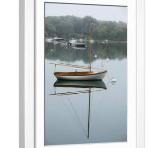 Sailboat, Woods Hole, Massachusetts - White Framed Art Print Wall Art, 12x18