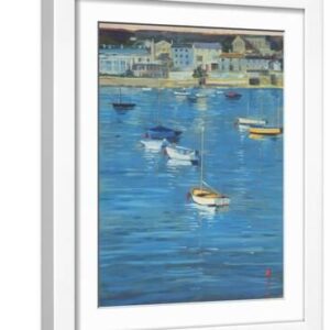 Salcombe, Sparkling Morning, 2002 - White Framed Art Print Wall Art, 12x16