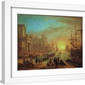 Seaport at Sunset, 1639 - White Framed Art Print Wall Art, 16x12