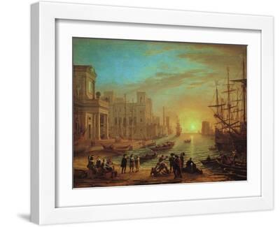 Seaport at Sunset, 1639 - White Framed Art Print Wall Art, 16x12