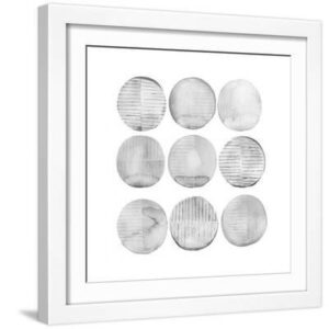 Soft Circles II - White Framed Art Print Wall Art, 16x16