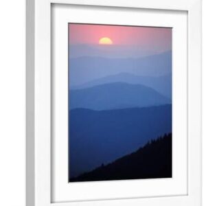 Sunrise, Appalachian Mountains, Great Smoky Mountains National Park, North Carolina, USA - White Framed Art Print Wall Art, 9x12