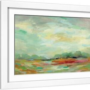 Sunrise Field - White Framed Art Print Wall Art, 18x12