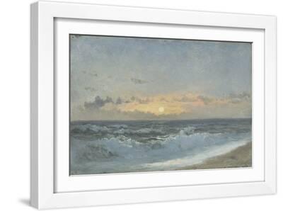 Sunset over the Sea, 1900 (Oil on Board) - White Framed Art Print Wall Art, 18x12