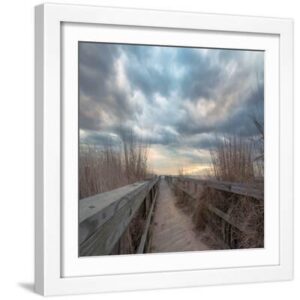 Sunset - White Framed Art Print Wall Art, 16x16