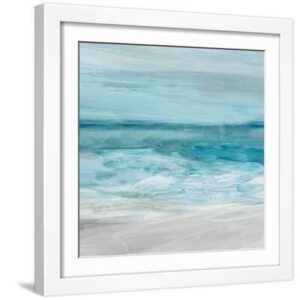 Teal Beach - White Framed Art Print Wall Art, 16x16