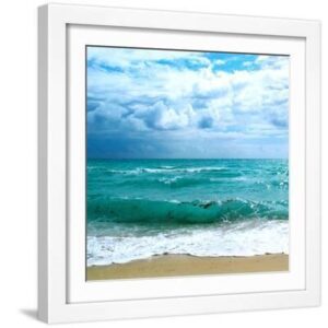 Teal Surf II - White Framed Art Print Wall Art, 16x16