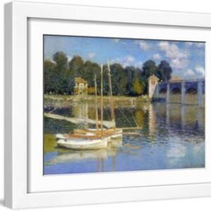 The Bridge at Argenteuil, 1874 - White Framed Art Print Wall Art, 16x12