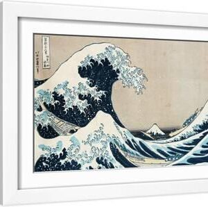 The Great Wave Off Kanagawa, from the Series "36 Views of Mt. Fuji" ("Fugaku Sanjuokkei") - White Framed Art Print Wall Art, 18x12