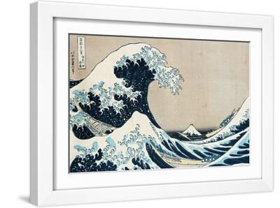 The Great Wave Off Kanagawa, from the Series "36 Views of Mt. Fuji" ("Fugaku Sanjuokkei") - White Framed Art Print Wall Art, 18x12