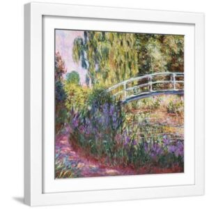 The Japanese Bridge, Pond with Water Lilies, 1900 - White Framed Art Print Wall Art, 16x16